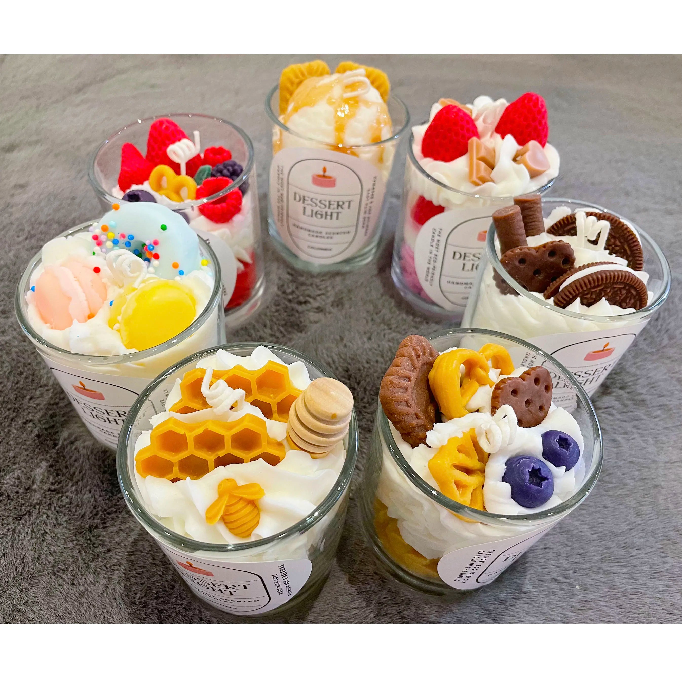 Best-Selling Custom Diy Ice Cream Style Dessert Chocolate Cookies Bee Soy Wax Scented Candle With Glass Jar