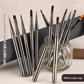 12PCS Metal Pattern Painting Acrylic UV Gel Extension Drawing Premium Round Flat Liner Pen Nail Art Brush with Nylon Bristles
