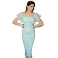 Customize Women's Luxury Dress Ruffle Square Neck Tight Single-Breasted Solid Dress Summer Special Occasions Fashion Dress