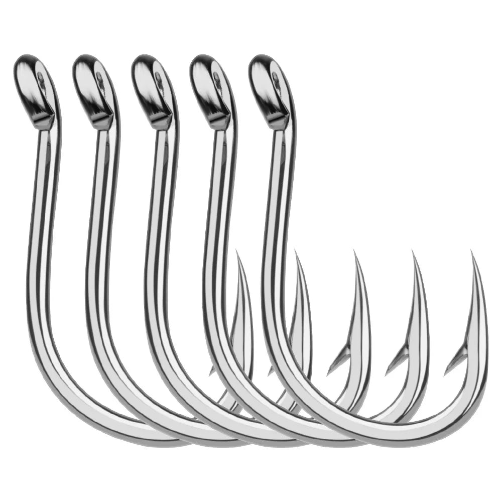 Top Stainless Steel Sea Boat Fishing Hook With Barbed 1/0# 3/0# 5/0# 7/0# 9/0# 11/0# 13/0# 80kg Max Tension Crank Hook