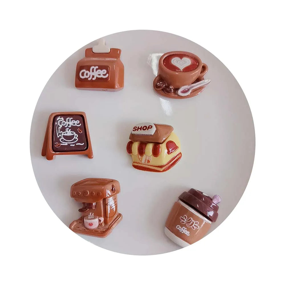 100PCS Resin Kawaii Simulation Coffee Cup Coffee Machine DIY Flatback Phone Case Children's Headwear Shoe Buckle Deco Parts