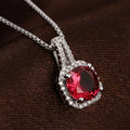 Silver-Plated Square Zircon Diamond Pendant Short Clavicle Necklace for Women Party Occasion