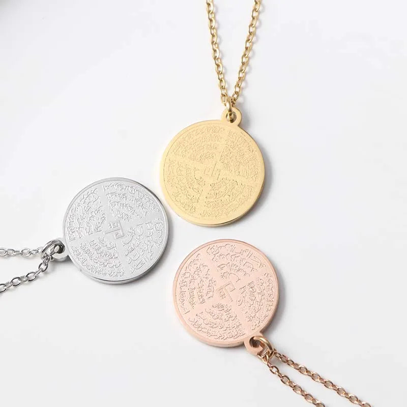 Custom Made Stainless Steel Personalized Jewelry Gold Blessing Inshallah Muslim Engraved Pendant Necklace