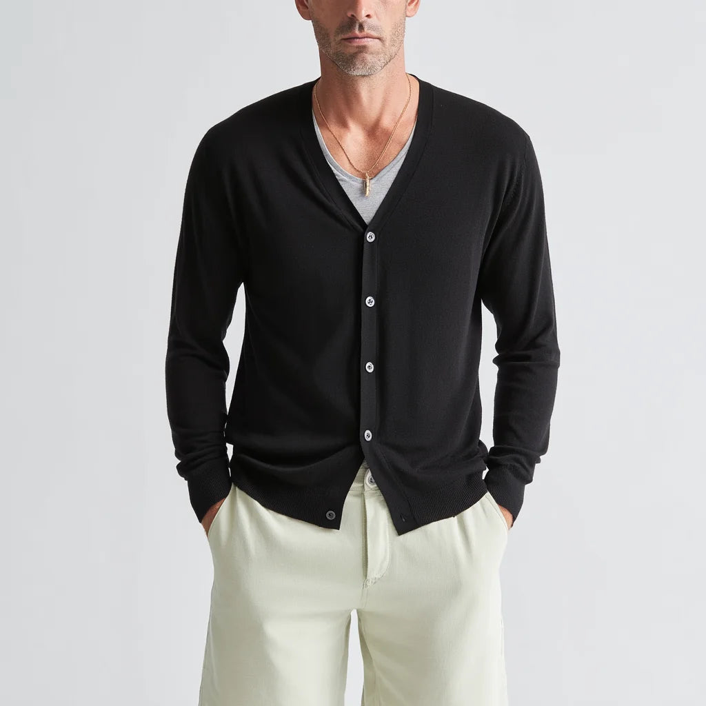 Wholesale Men's Cotton Cashmere Blend Lightweight Cardigan Sweater Professional Supplier Hot Selling Fashion Button Autumn
