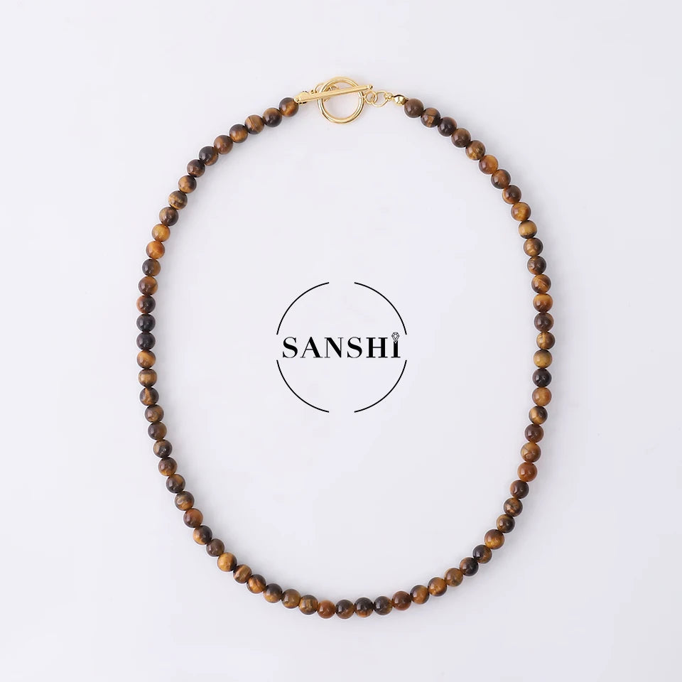 Custom Length Natural Stone Bead Necklace Light Luxury Colorful Natural Beads Necklace
