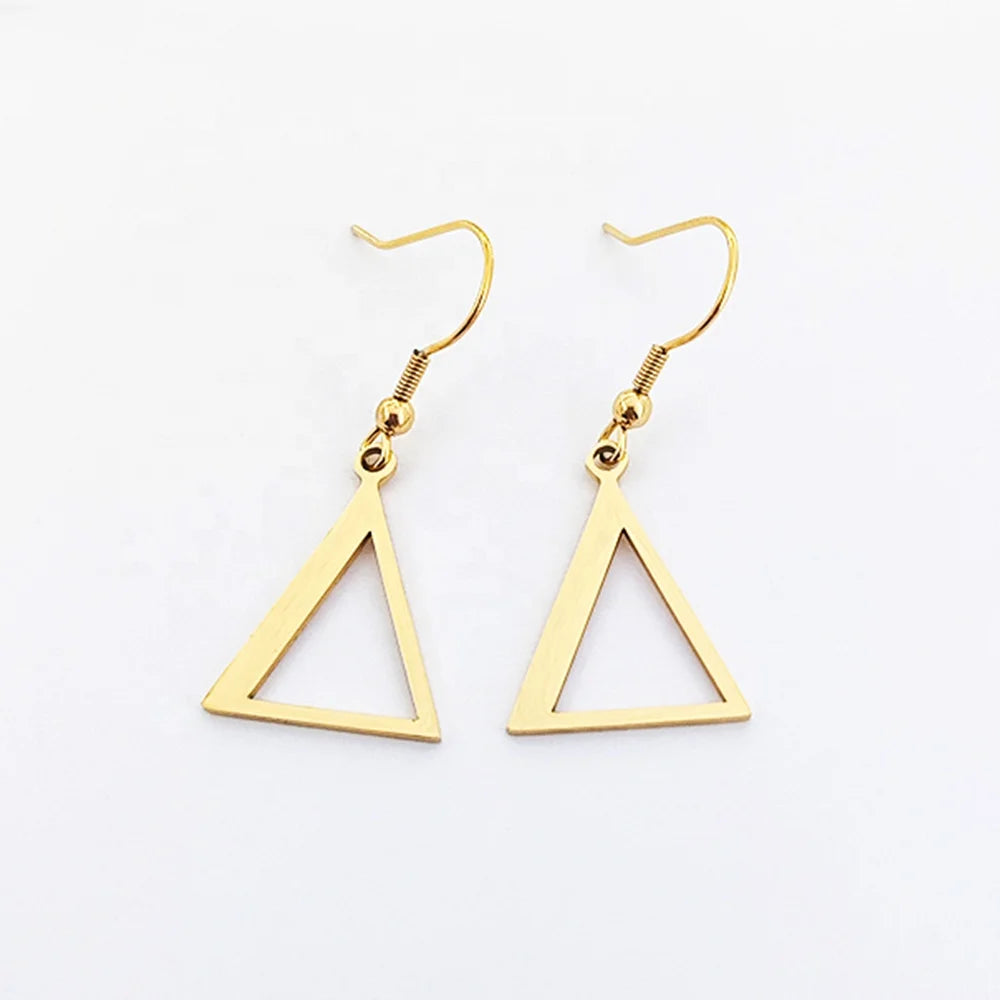Fashion Earrings 2024 Women's Fashion Jewelry Stainless Steel Earring Findings Geometric Shape Simple Hoop Earrings