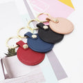 Portable Initial Letters Girls Saffiano Leather Keychain Round Key Ring