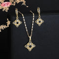 Hengdian 18K Gold Plated Brass Elegant Fashion Jewelry Set Elegant Earrings and Necklaces with Zircon for Party Wedding Gifts