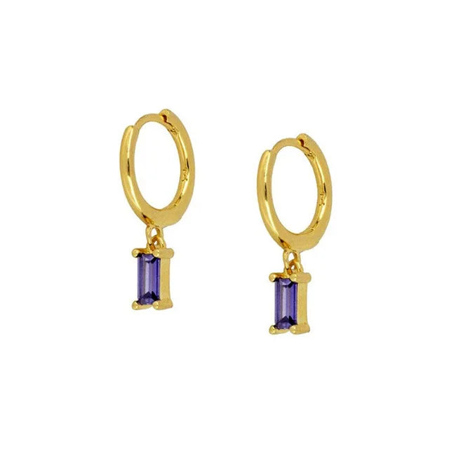 ROXI Wholesale Fashion Copper Jewelry 18K Gold Plating Zircon Huggie Earrings for Women