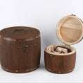 Retro Style Paulownia Wooden Tea Storage Drum Pail Barrel for Packaging and Preservation