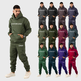 Acid Wash Oversized Unisex Heavyweight Jogger Cropped Sweatshirts Hoodies Set for Men