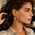SUMMLY Trendy Zircon Stud Earring 18k Gold Plated Stainless Steel Waterproof Stackable Star Zircon Fashion Earrings Jewelry