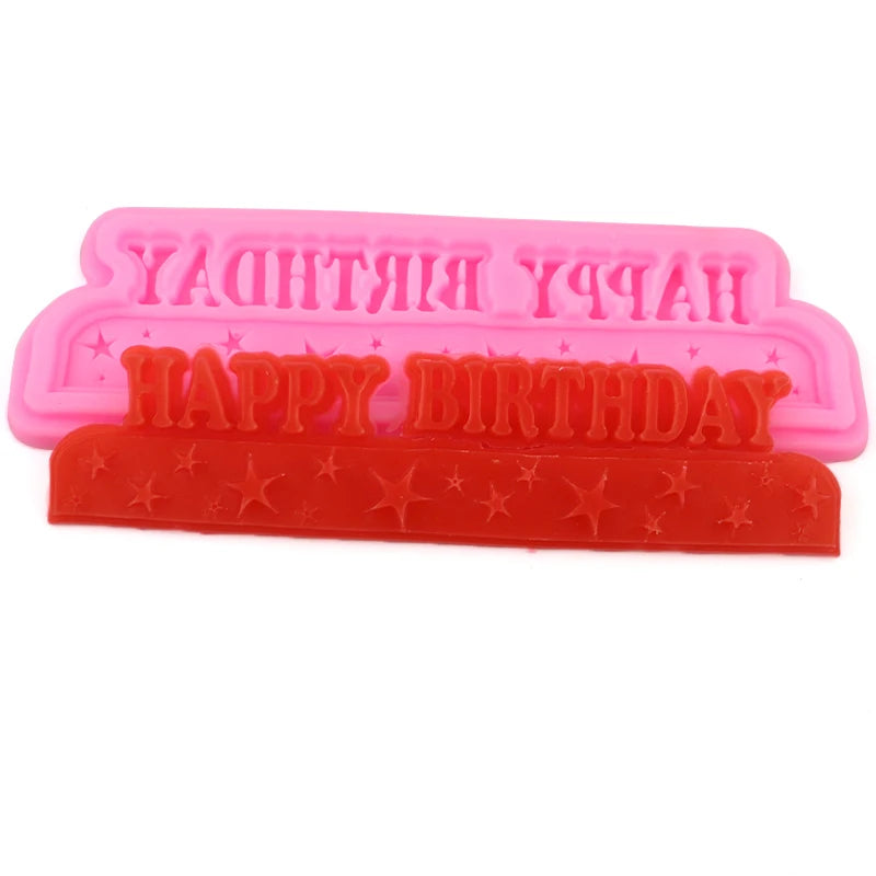 XGY-173   Standard Food Grade Silicone Fondant Mold Happy Birthday Shape Silicone Easter Egg Cake Mold Silicone Letters Molds .