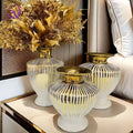 Middle East Hot Sale Gold Ginger Jar Modern Decorative Gold White Ceramic Flower Vase Luxury Home Decor for Bedroom Living Room
