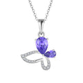 YILUN 925 Sterling Silver Butterfly Pendant Necklace Rhodium Plated Purple CZ Stones Dainty Butterfly Necklace Jewelry for Women