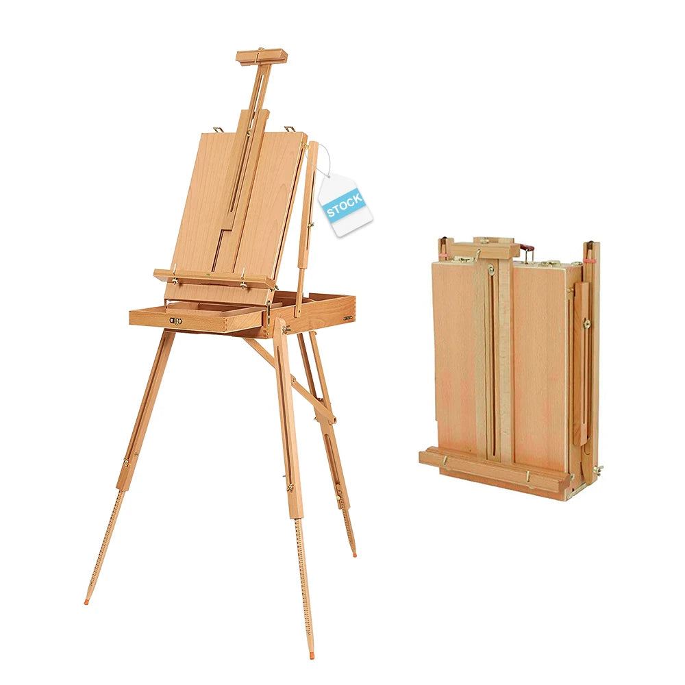 SINOART in Stock Easle Stand Outdoor Tripod Portable Wooden Sketch Box for Artist Painting