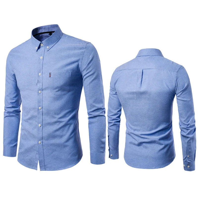 New Fall Winter Large Size Oxford Long-sleeved Casual Men's Dress Shirt for Wholesale and Customize