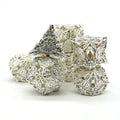 White Silver Metallic Dnd RPG Polyhedral Dice Set