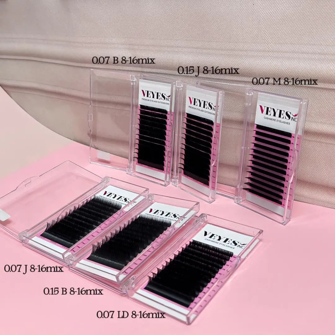 VEYES Easy Fans Dark Matte Lash Trays Soft Cashmere Silk Mink Individual Eyelash Matte Black Cashmere Lash Extensions