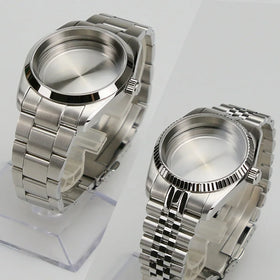36mm 316L Stainless Steel Fit NH34 NH35 NH36 Movement With Flat Sapphire Glass Smooth Bezel Women Watch Case