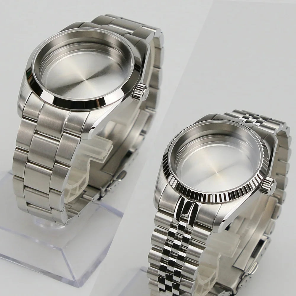 36mm 316L Stainless Steel Fit NH34 NH35 NH36 Movement With Flat Sapphire Glass Smooth Bezel Women Watch Case