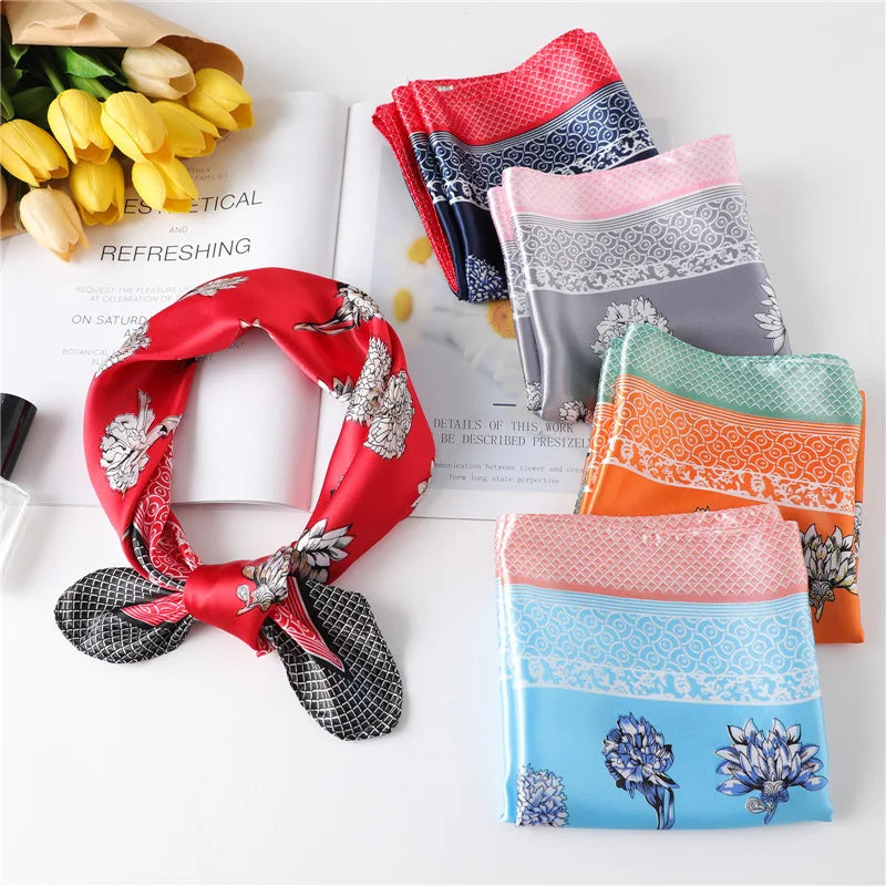 2026 Pure Color Elegant Printing M Scarf Female Diamond Lattice Side Scarf Professional Decoration Scarf Tie Wrap