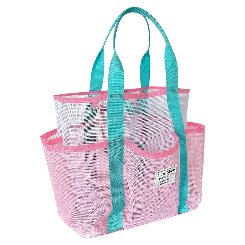 Nylon Mesh Summer Swimming Bag Handheld Large-Capacity Beach Bag Travel Bath Gym Toiletries Swimsuit Storage Bath Pouch 4-6 MegaBDM