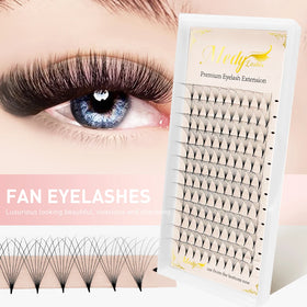 Medylashes Handmade Premade Volume Fans Eyelashes Extension Top Grade Sharp Base Synthetic Hair 12 Rows Natural Soft Xxl Trays