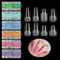 600pcs/Box Half Matte Extra Long  Full Cover False Nail Curved Press on Nails Soft Gel Nail Tips