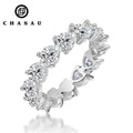 925 Sterling Silver Ring Classical New 4mm Love Cubic Zircon Diamond Engagement Heart Tennis Ring for Women