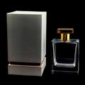 Luxury Hand Polishing Crystal clear Rectangular Glass Perfume Spray Bottle 100ml with Lid and Custom Packaging Box