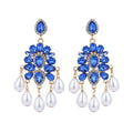 2023 New Arrival Fashion Jewelry Personalized Exaggerated Earrings Zinc Alloy Diamond Geometric Pearl Big Statement Earrings