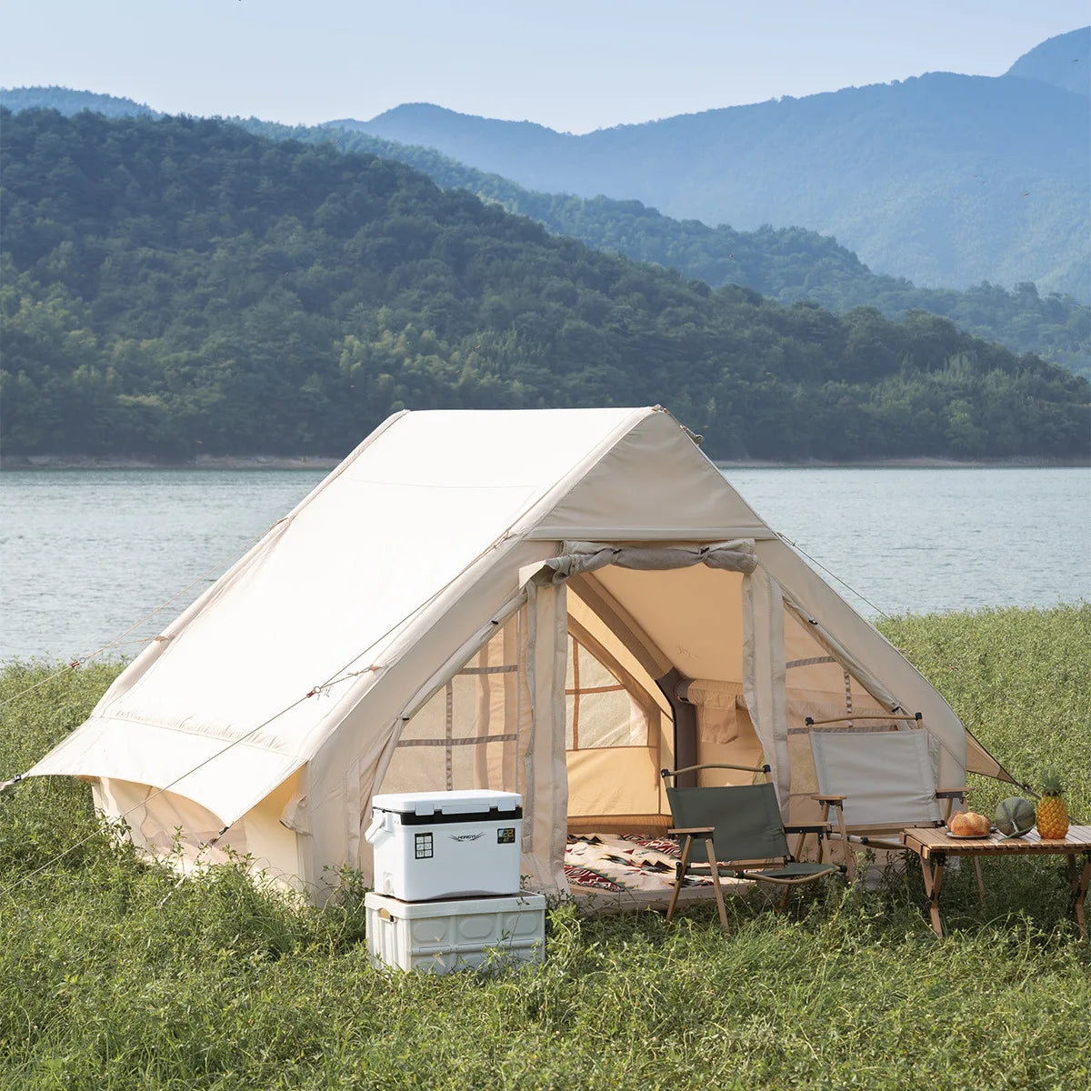 Factory Price 3-5 People 300D Oxford Cloth  6.3 square Meters Inflatable Camping House Tent
