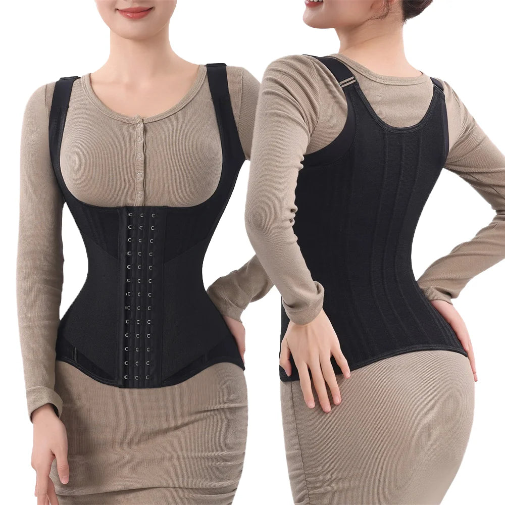 Women's Full Body Shaper Custom Sculpting Vest Waist Trainer Colombian Postpartum Belt with Zipper Waist Simplw Trainer