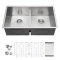 Undermount  50/50 Double Bowl 16 Gauge  33/30-inch Low-Divide  Stainless Steel Kitchen Sink