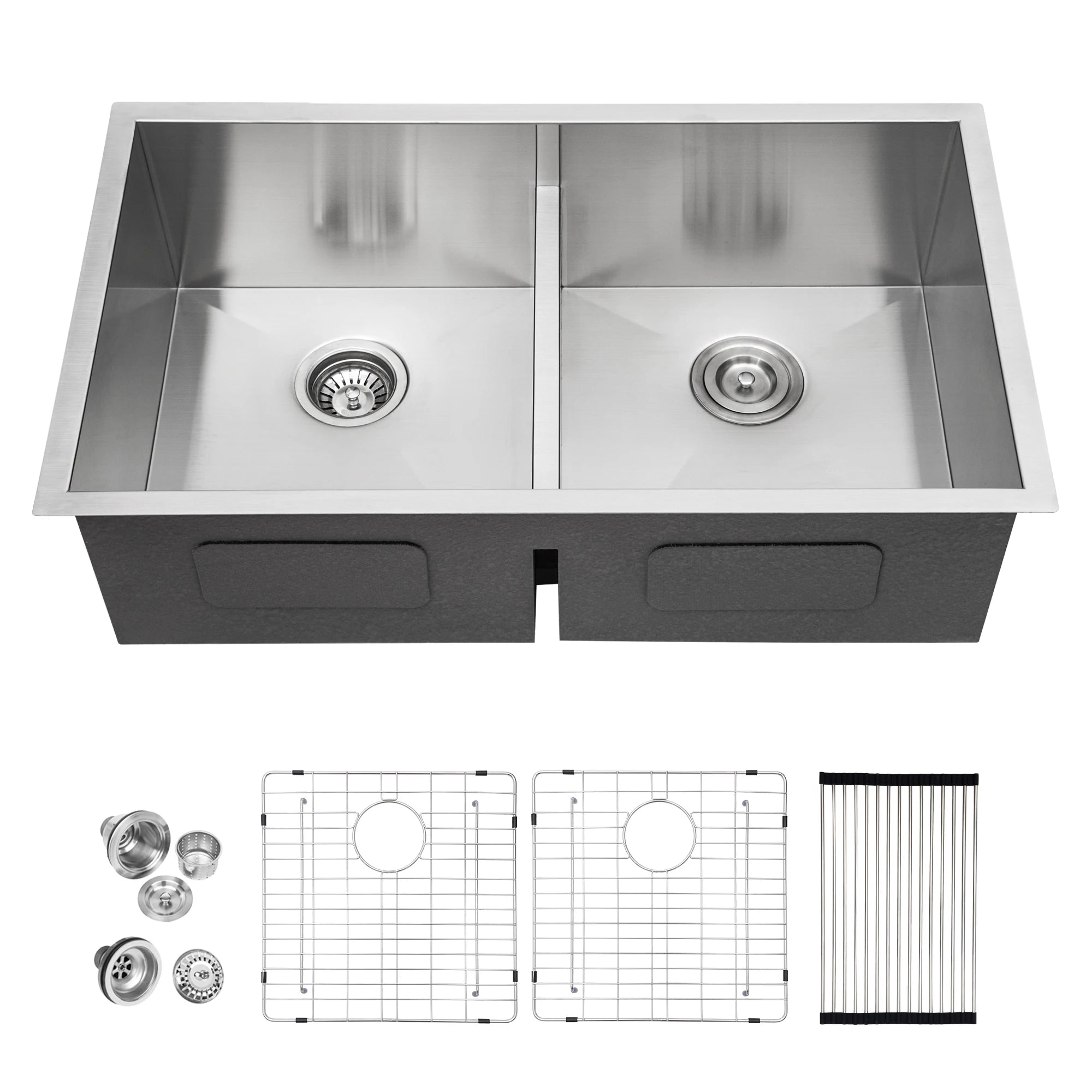 Undermount  50/50 Double Bowl 16 Gauge  33/30-inch Low-Divide  Stainless Steel Kitchen Sink