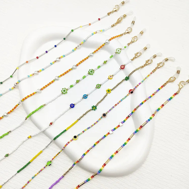 New Design Colorful Eye Glasses Chain Summer Sweet Glass Holder Lanyard Pearl Sunglass Chains for Women Girls