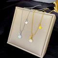Trendy Simple Cute Cartoon Design Stainless Steel 18k Gold Plated Pearl Rabbit Charm Fine Jewelry Necklace for Women