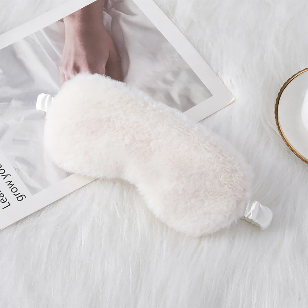 Wholesale Fluffy Eye Mask Soft Comfortable Blindfold Eyeshade Eye Covers Fur Sleeping Mask for Kids Female