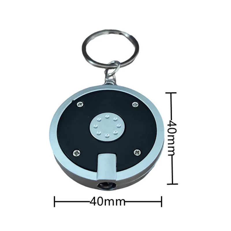 Wholesale Custom Printed Circular LED Plastic Keyring Portable Outdoor Travel Camping Flashlight Keychain for Novelty Gifts