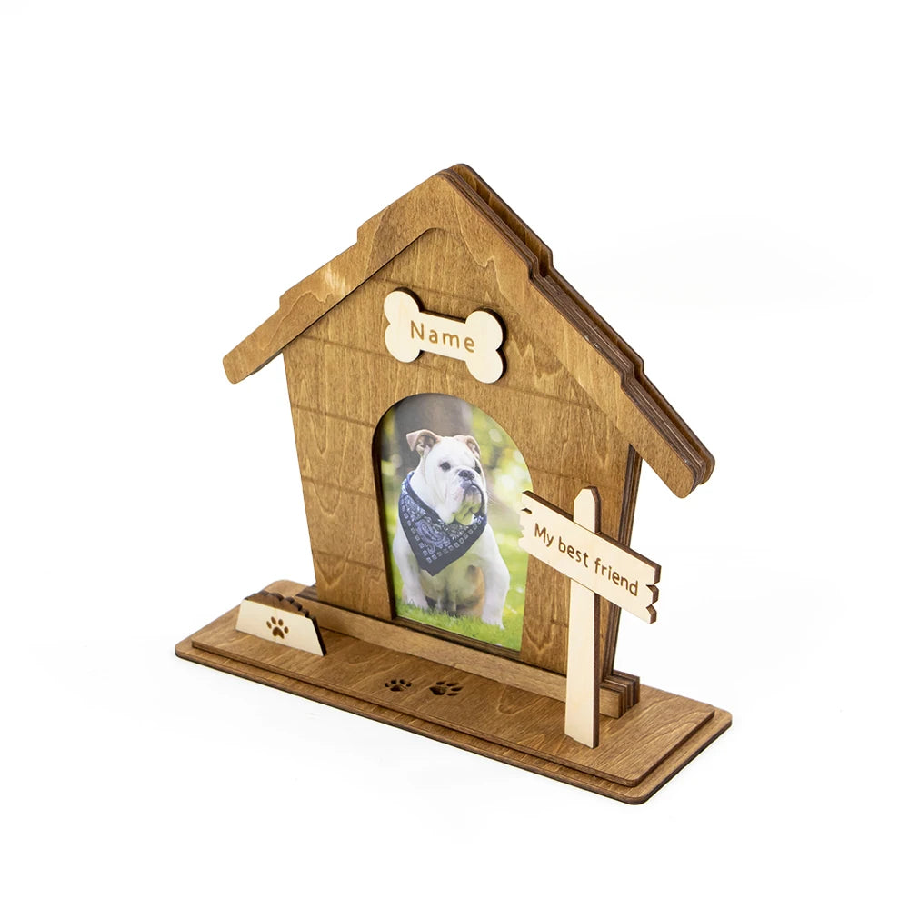 Popular Pets Photo Frame Wooden Laser Cut  Dog House Photo Frame for Dogs Lover Gifts