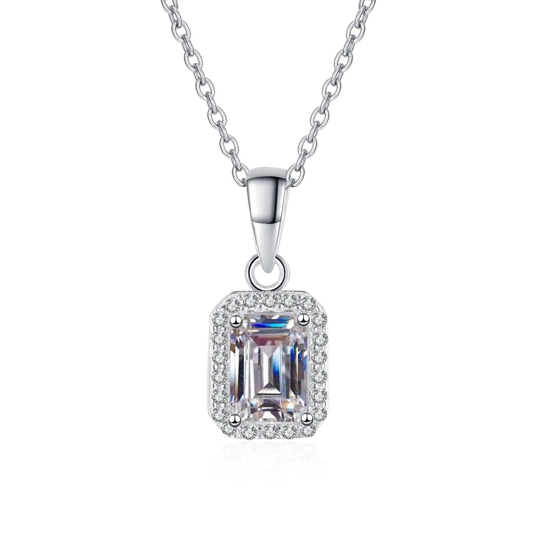 Geometric VVS Diamond Moissanite Necklace 925 Sterling Silver Jewelry Necklace
