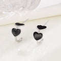 925 Sterling Silver Black Heart Simple Hypoallergenic Peach Heart Stud Earrings