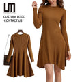 Liu Ming Clearance Sales Autumn Winter Women Elegant Chic Knit Thick Sweater Slim Mini Dress