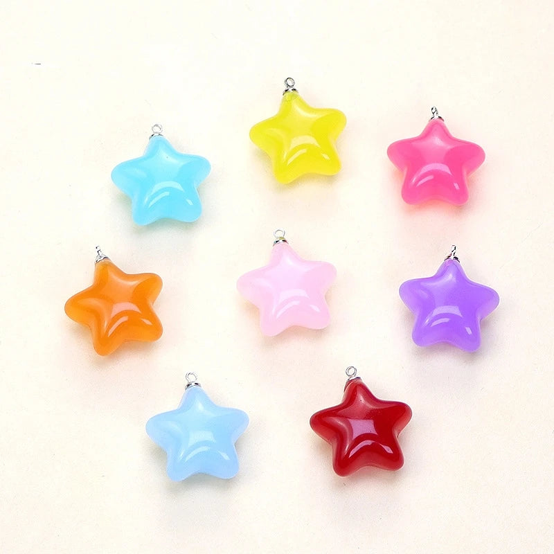 Resin Star Pendants Bulk Bead Pendants Children's Gender Charms for Jewelry Making Star Charms