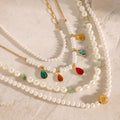Lateefah Women Fashion Jewelry Necklaces Stainless Steel Natural Stone Pearl Necklace