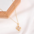 18k Gold Plated Jewelry Collarbone Necklace Zircon Cubic Geometric Design Freshwater Wedding Party Gifts for Women Made Brass
