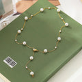 Adjustable Stainless Steel  Women's Pearl Plain Chain Stainless Steel Necklace Elegant Gold Plated Chain Necklace