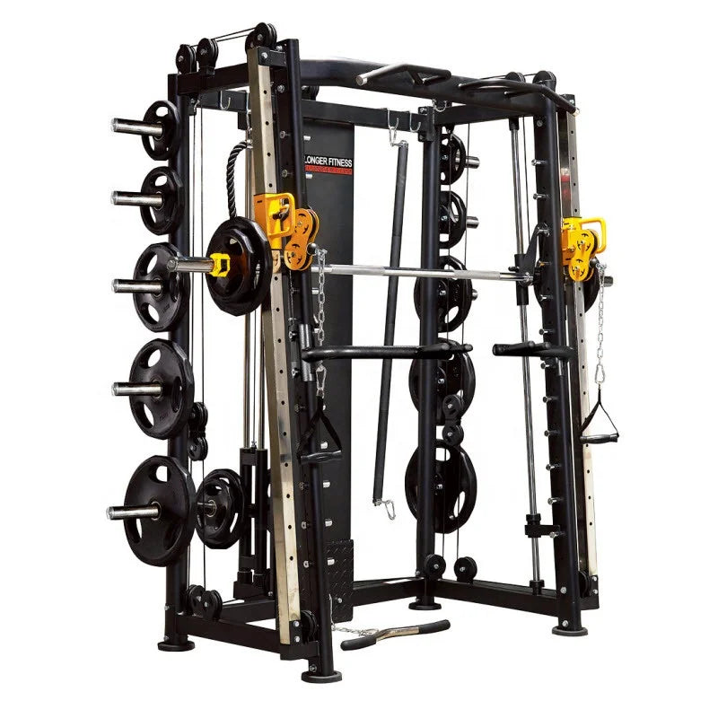Workout Multi-functional Gym Trainer Power Cage All in One Smith Machine with Weight Stack