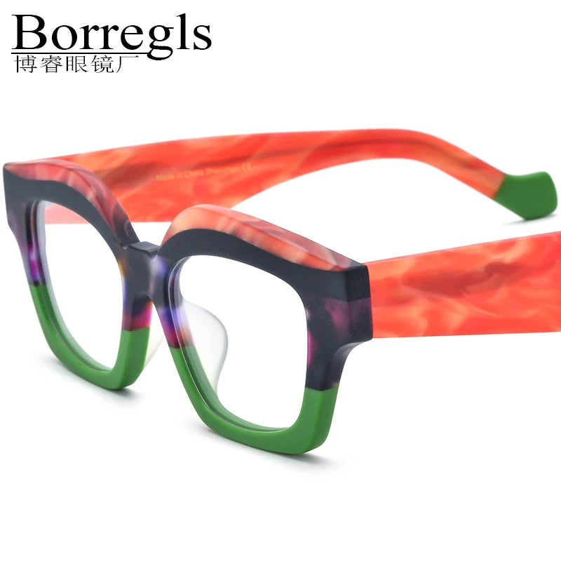 Borregls Acetate Glasses Frame 2025 New Design Big Oversize Cateye Eyeglasses Women Optical Spectacle Cat Eye Eyewear 19346